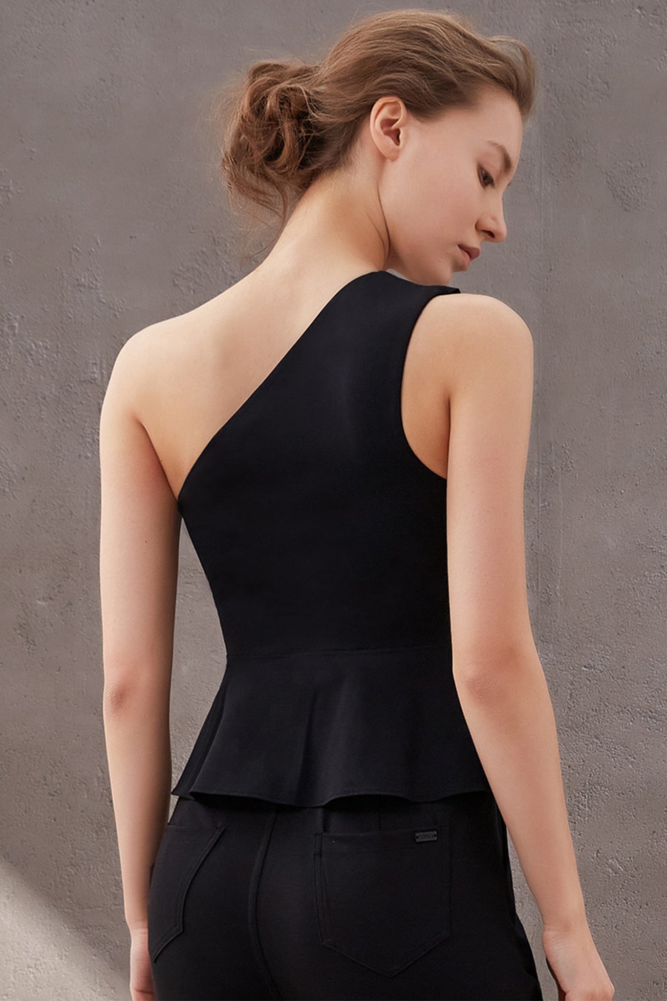 Peplum One-Shoulder Top